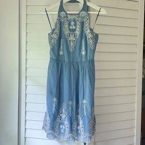 Chelsea & Violet embroidered halter dress XS
